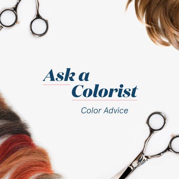 Image of hair color swatches on white background with scissors and title of article 