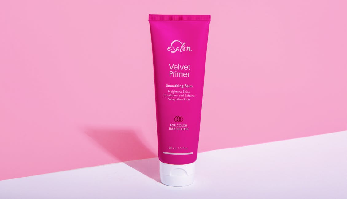 eSalon's color-loving smoothing balm, Velvet Primer keeps frizz at bay and smooths strands. 