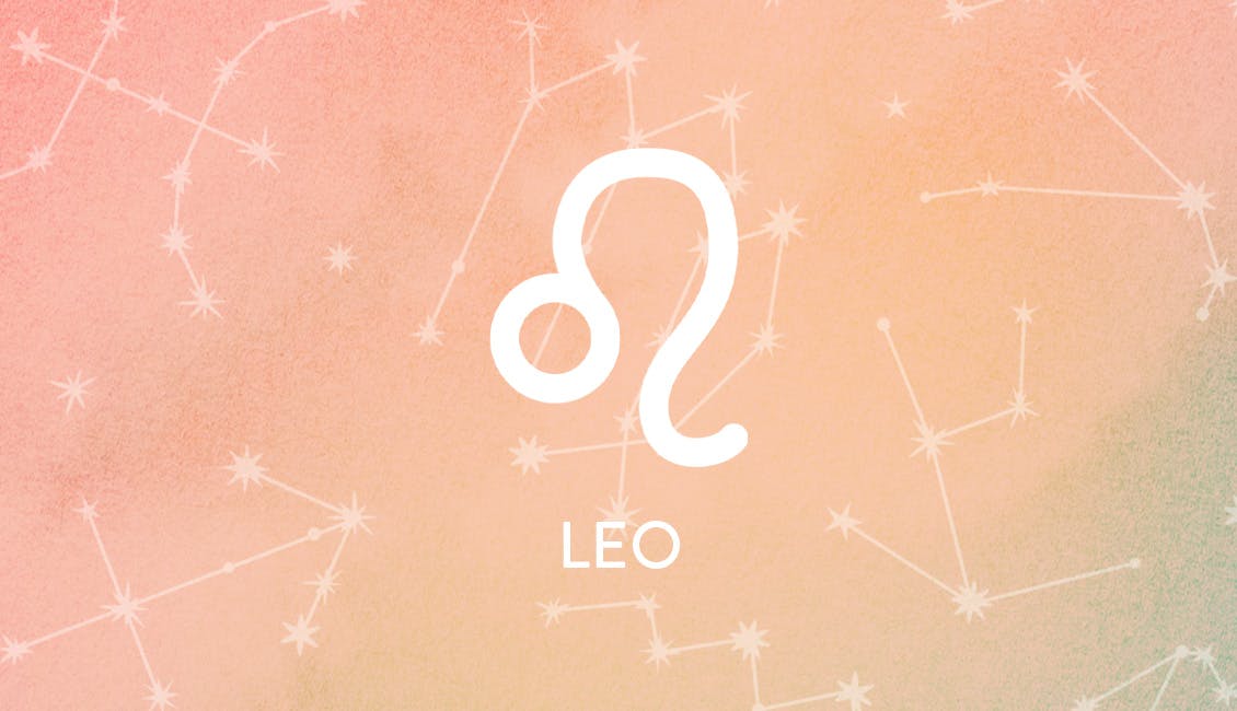 The Zodiac symbol for Leo with constellations in the background