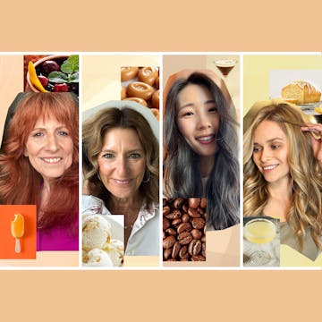 Collage of four women showcasing 2025's hottest spring and summer hair color trends.