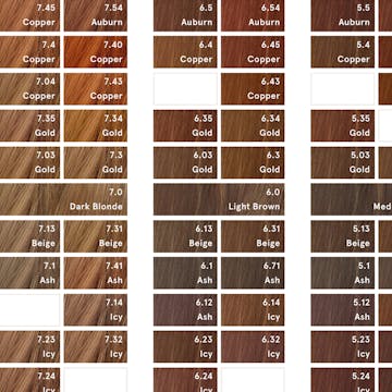 A small snapshot of eSalon's color chart. 