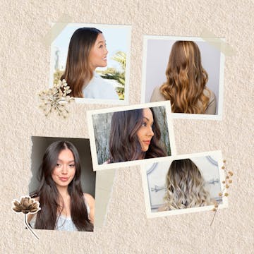 Collage of five women showcasing low-maintenance hair colors.