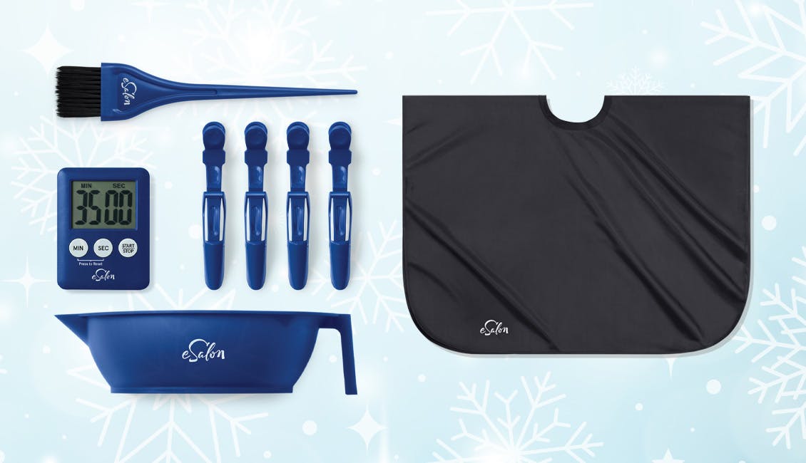 eSalon color tools bundle with snowflakes in the background.