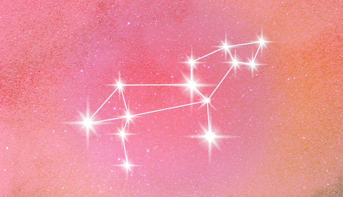 Leo constellation with a starry background. 