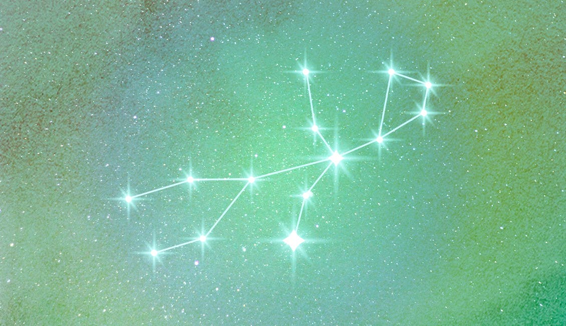 Virgo constellation with a starry background. 