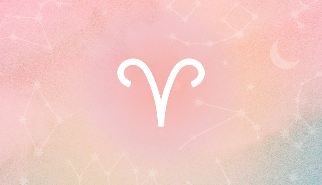 Aries symbol with a celestial background