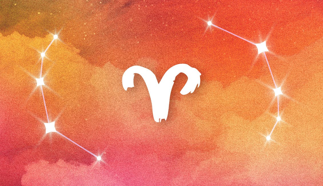 The Zodiac symbol for Aries with a dreamy, celestial background.