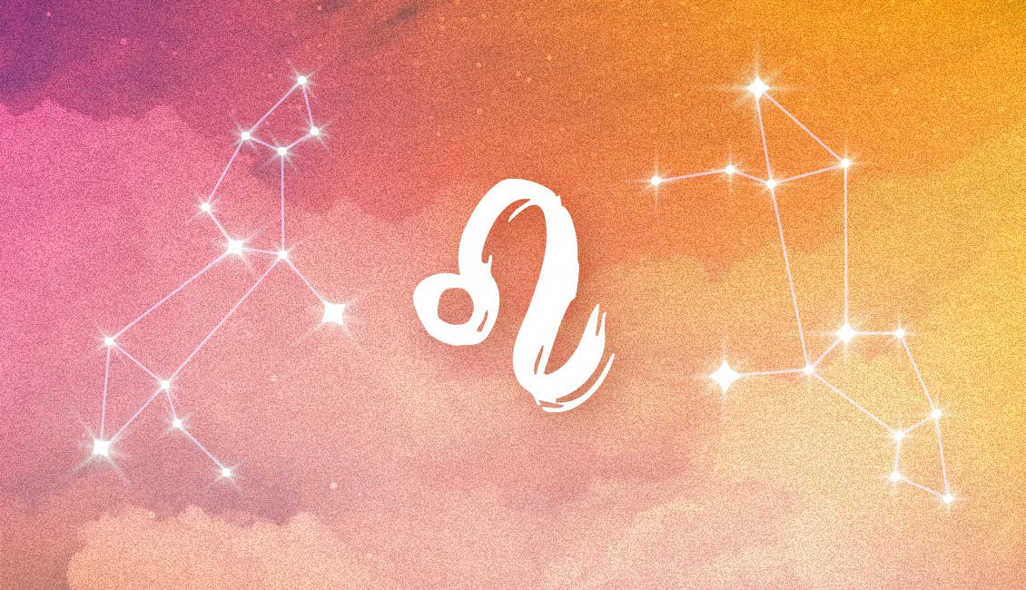 The Zodiac symbol for Leo with a dreamy, celestial background.