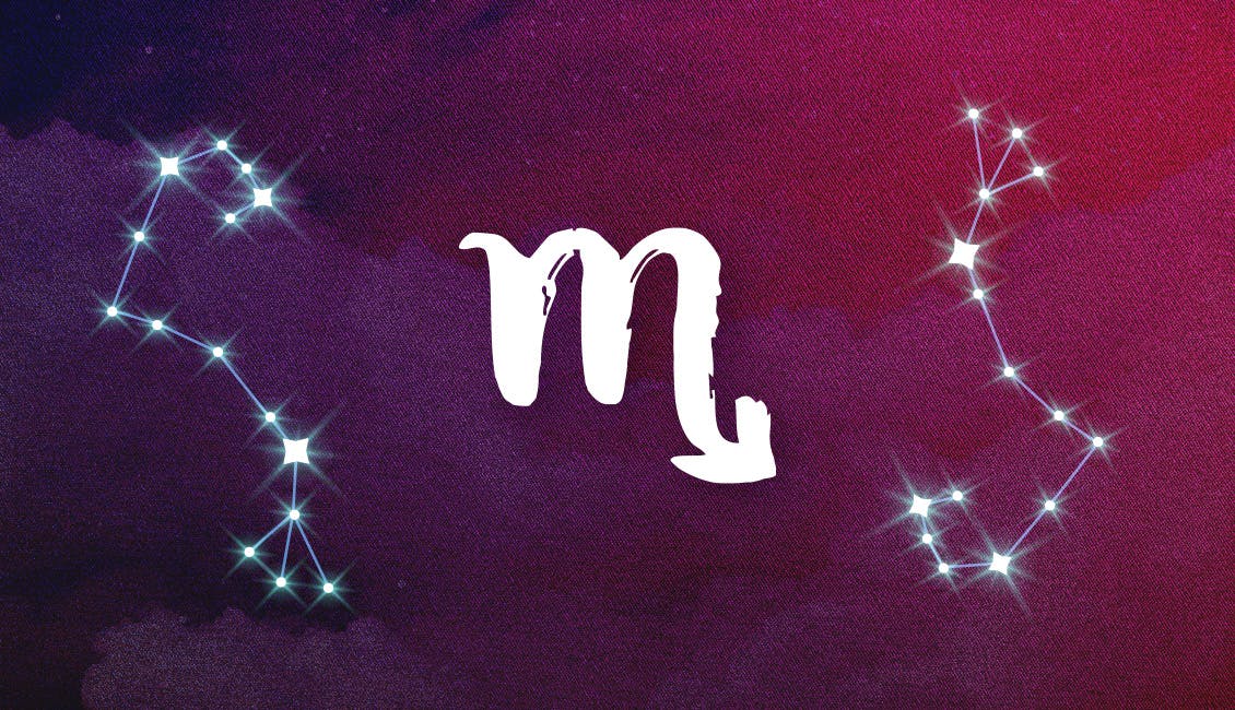 The Zodiac symbol for Scorpio with a dreamy, celestial background.