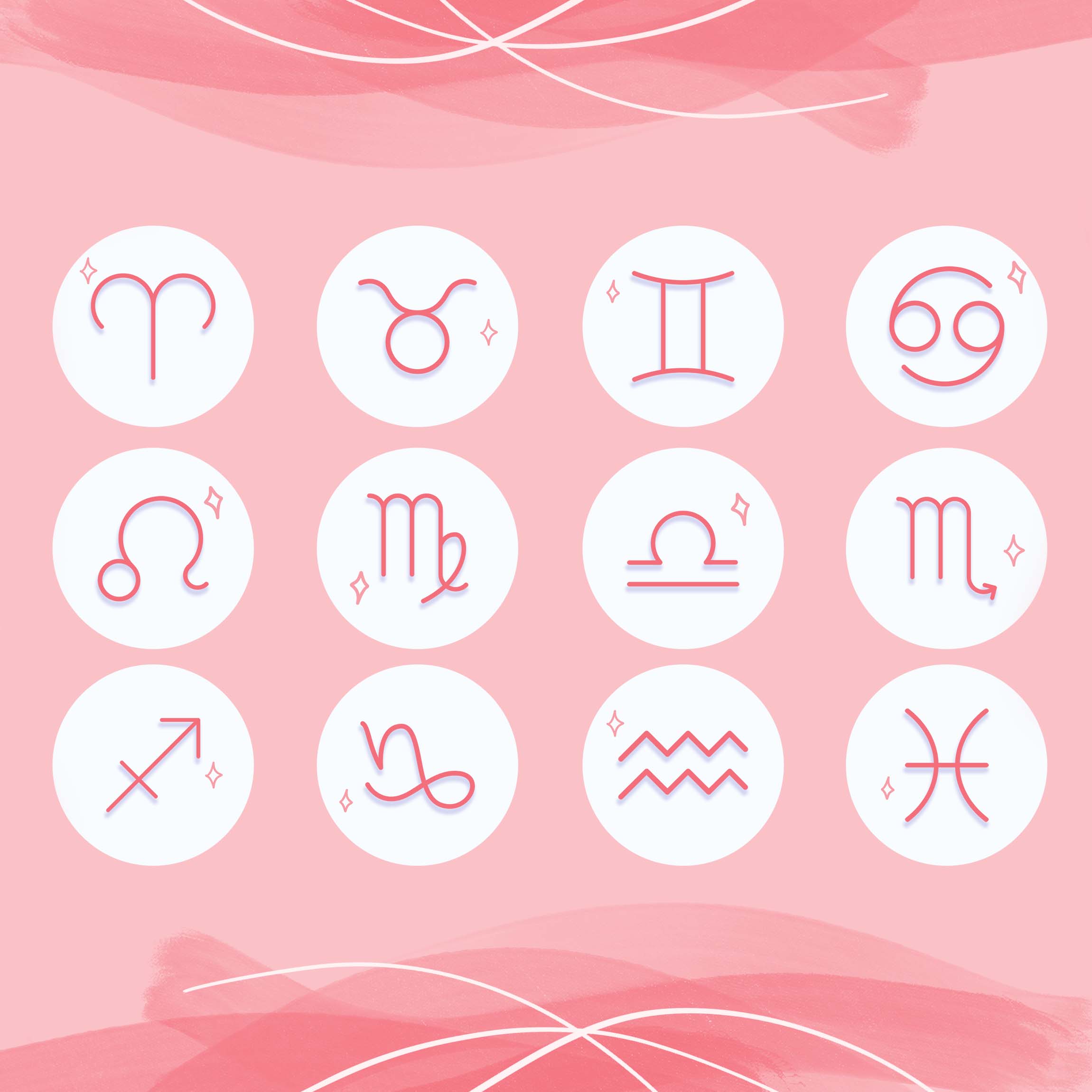 A collection of symbols representing each Zodiac sign 
