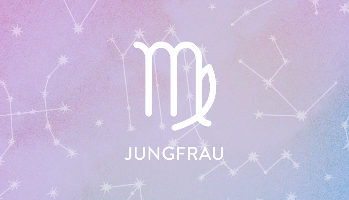 Das Tierkreissymbol für Jungfrau mit Konstellationen im Hintergrund