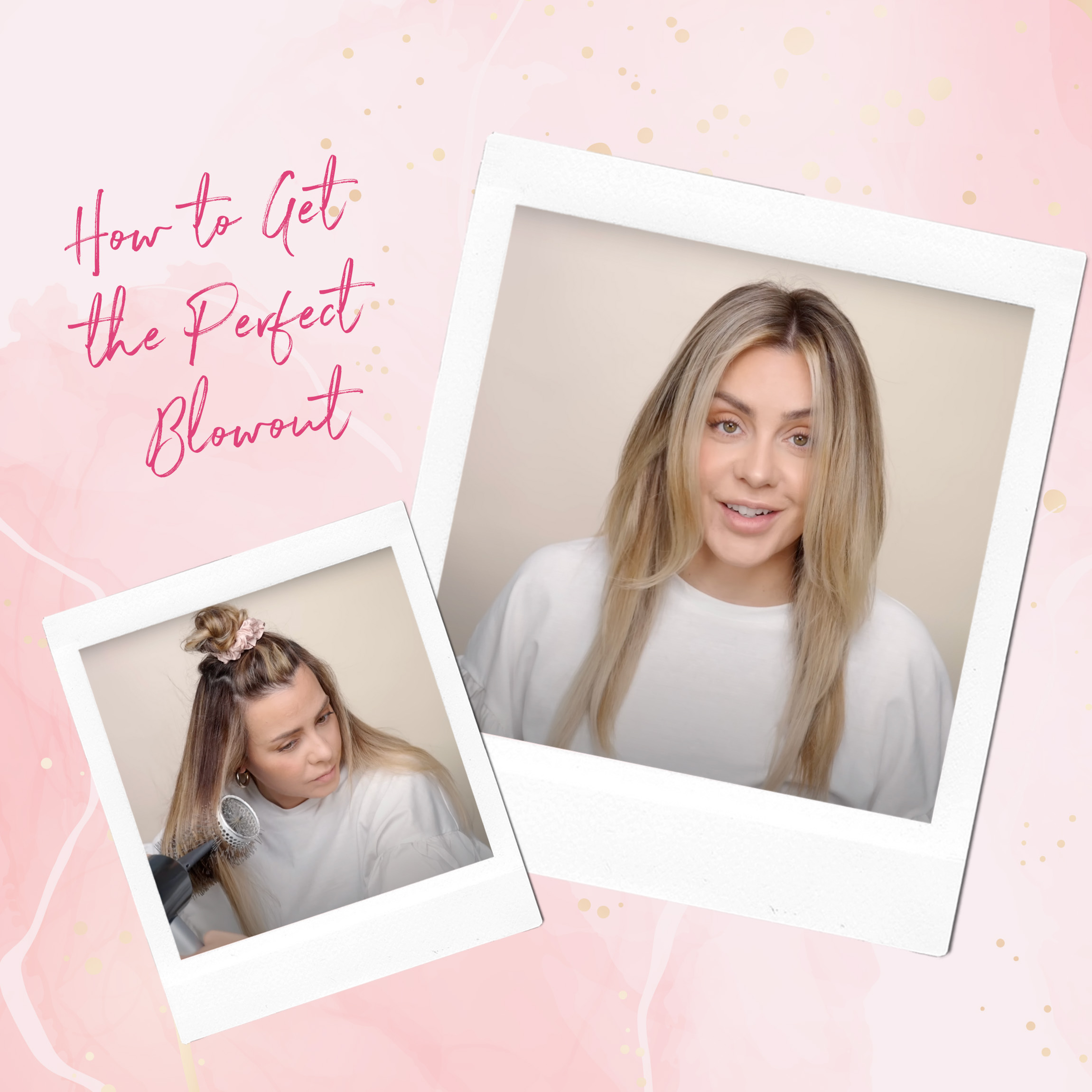 Snapshots of Silvia Reis of ellebangs doing a blowout on her blonde hair 