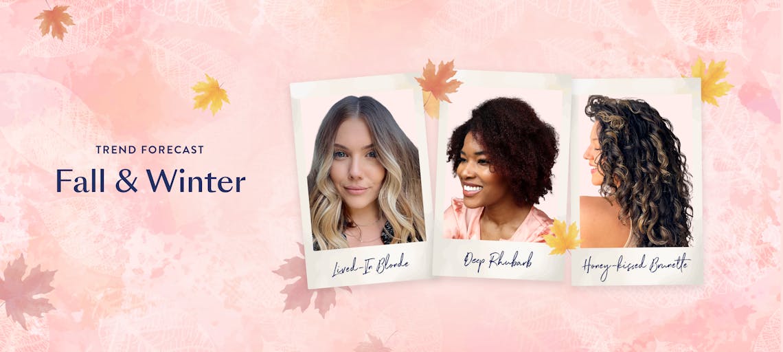 Three women with different hair types and textures sporting our fall and winter hair color trends.