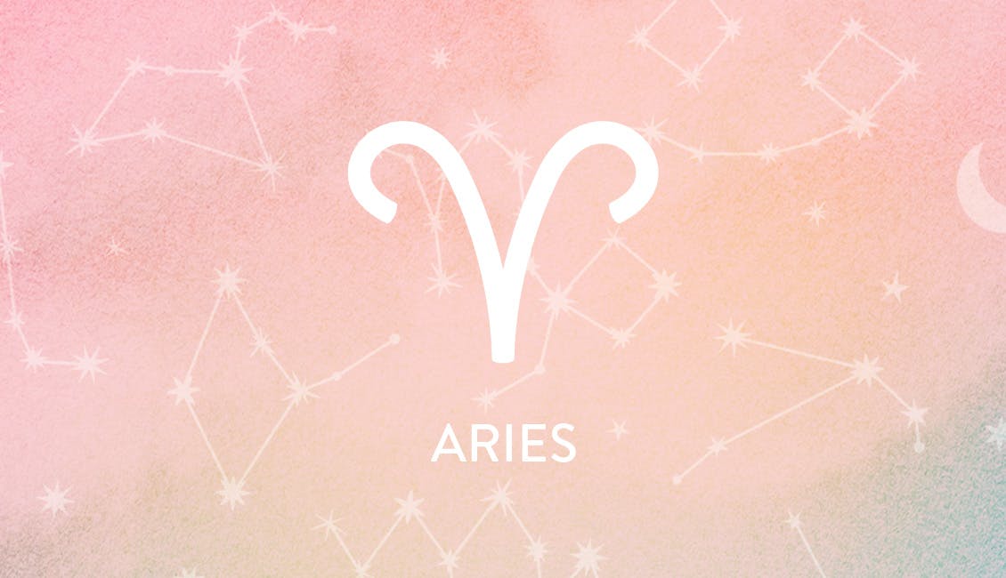 The Zodiac symbol for Aries with constellations in the background