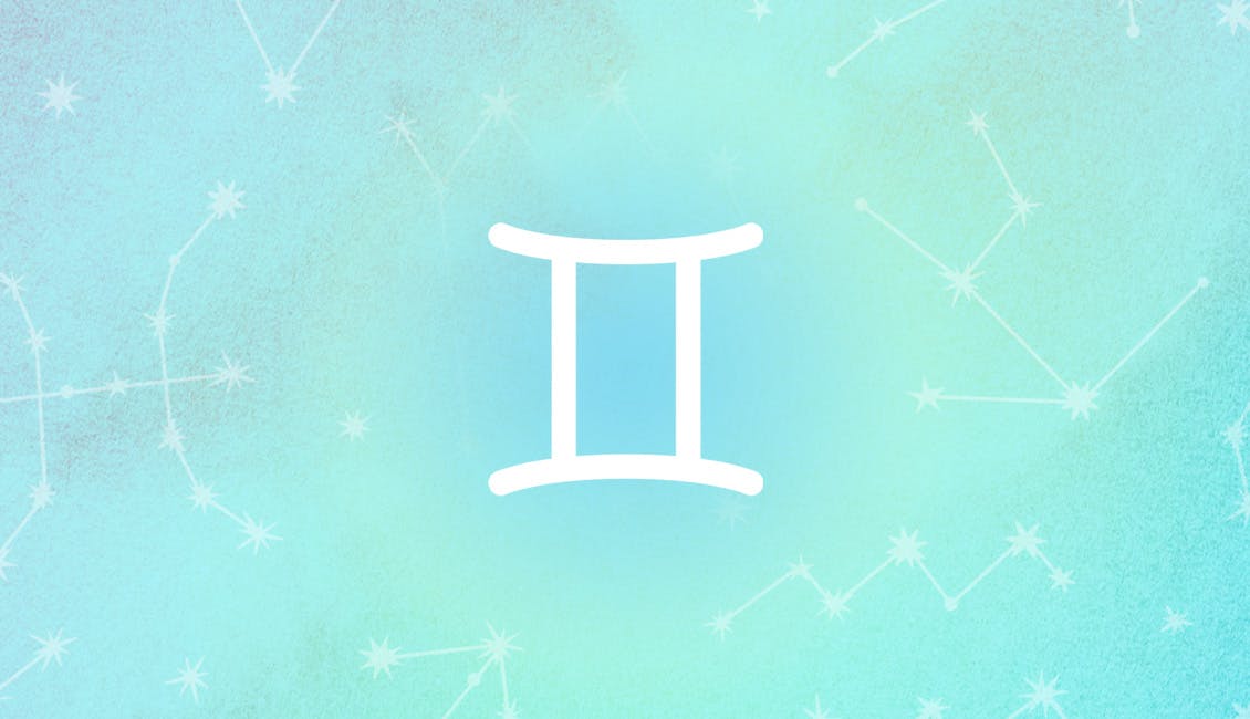 Gemini symbol with a celestial background