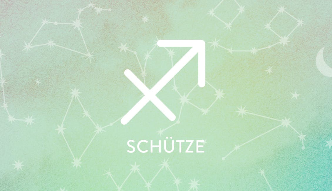 Das Tierkreissymbol für Schütze mit Konstellationen im Hintergrund