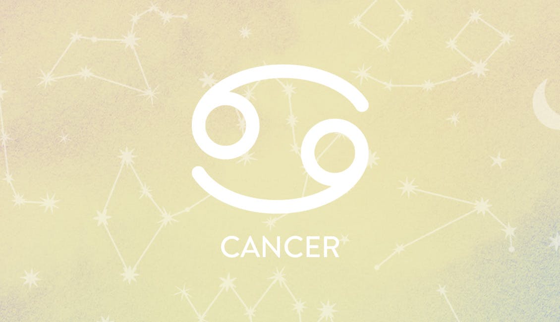 The Zodiac symbol for Cancer with constellations in the background
