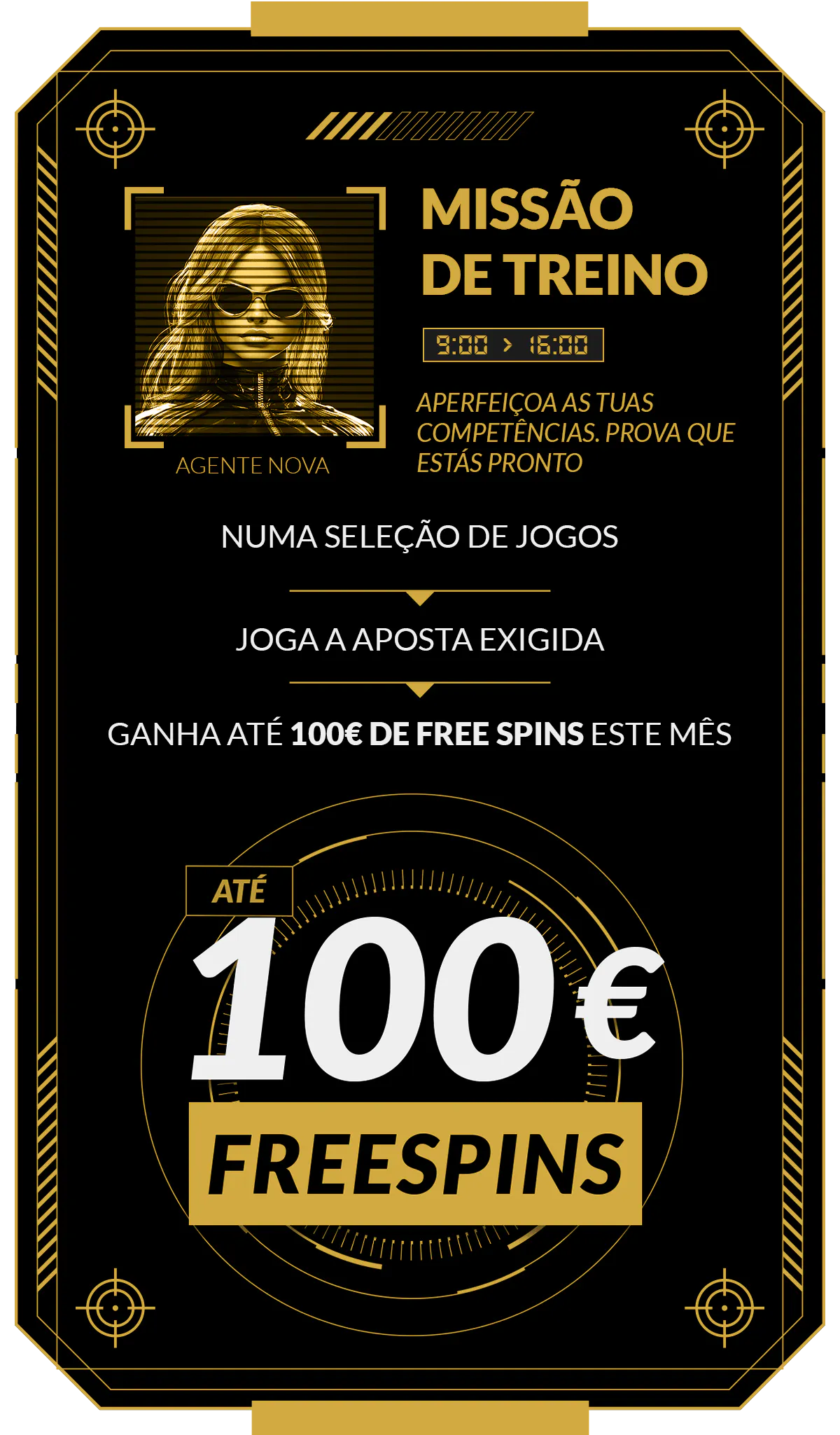 Leva as tuas Missões de Treino até ao fim e ganha até 100€ em free spins este mês.
