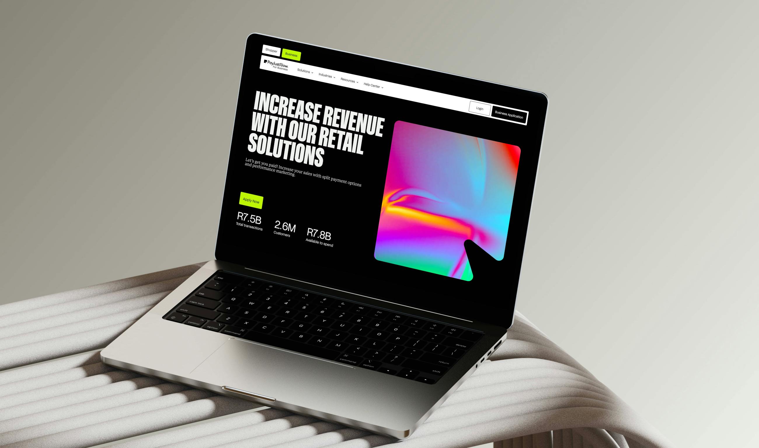 A dark editorial hero with product imagery