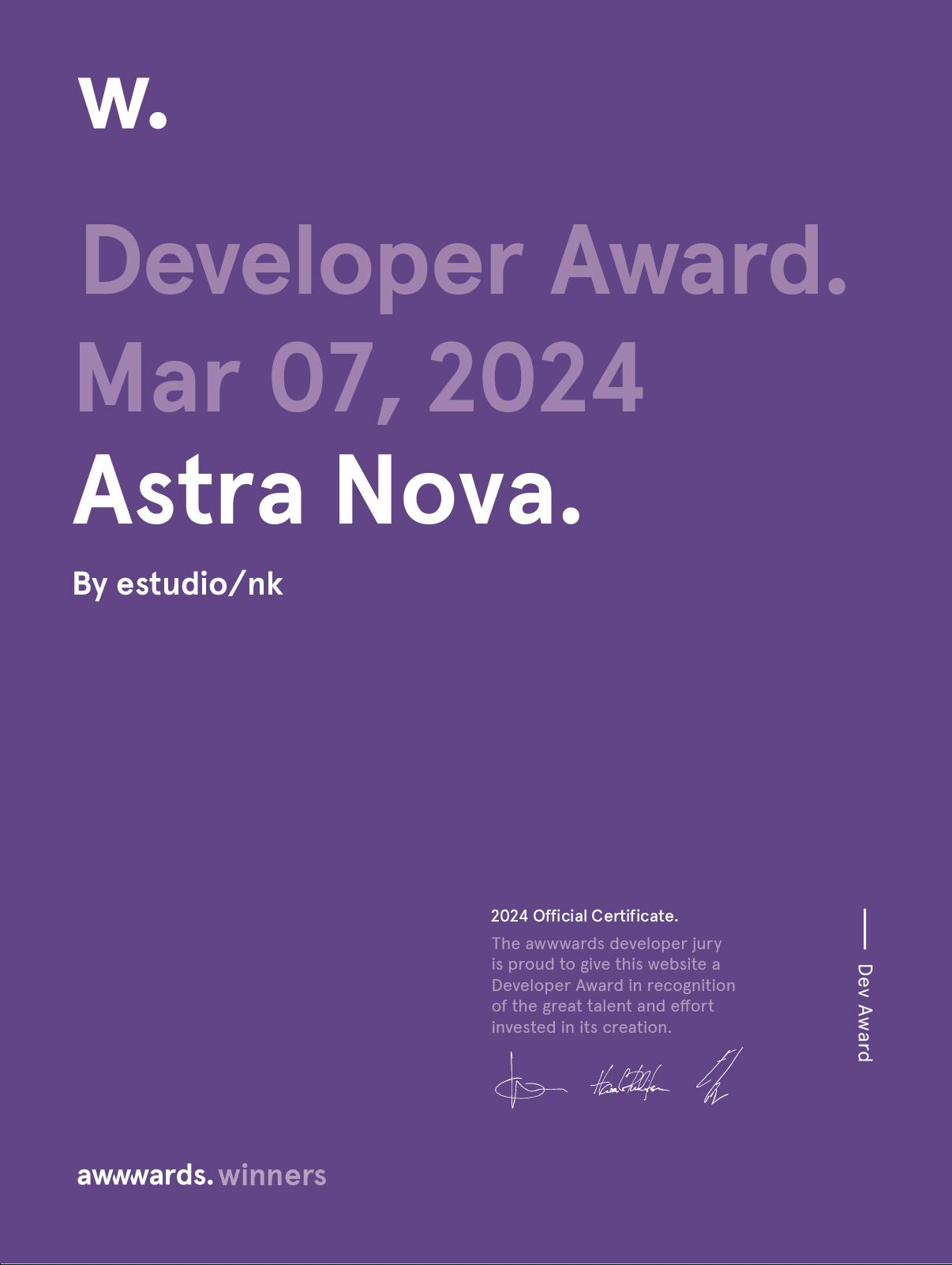 Developer Award Awwwards