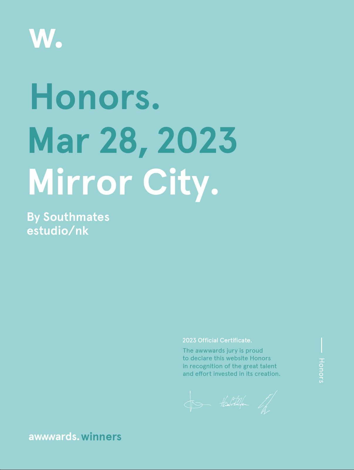 Honorable Mention Awwwards