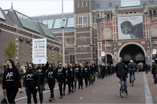 People engaged for the walk of freedom in the street