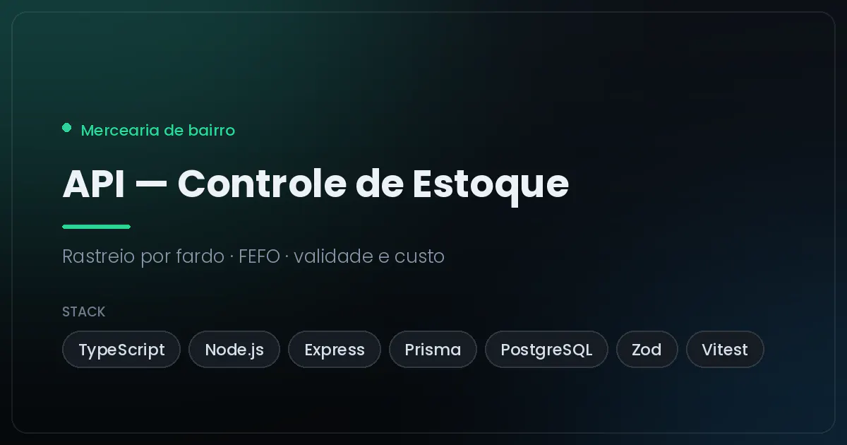 Captura de tela do projeto Controle de Estoque — API para Mercearia de Bairro