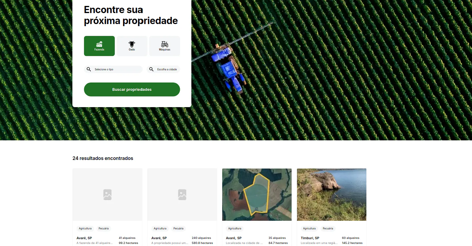 Captura de tela do projeto Zap agro