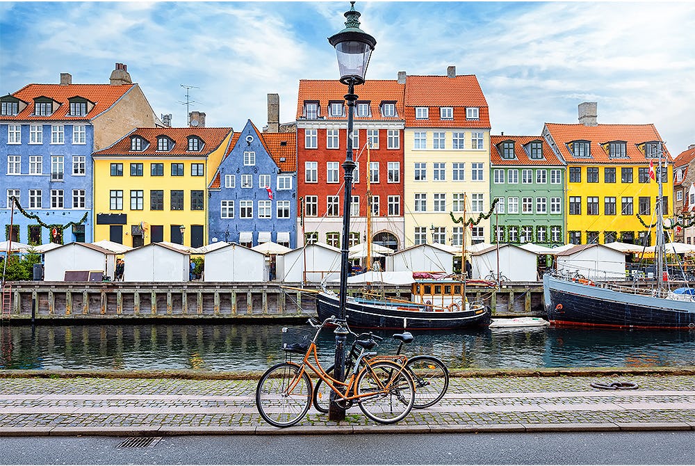 Colourful houses in the Nyhavn district of Copenhagen, Denmark