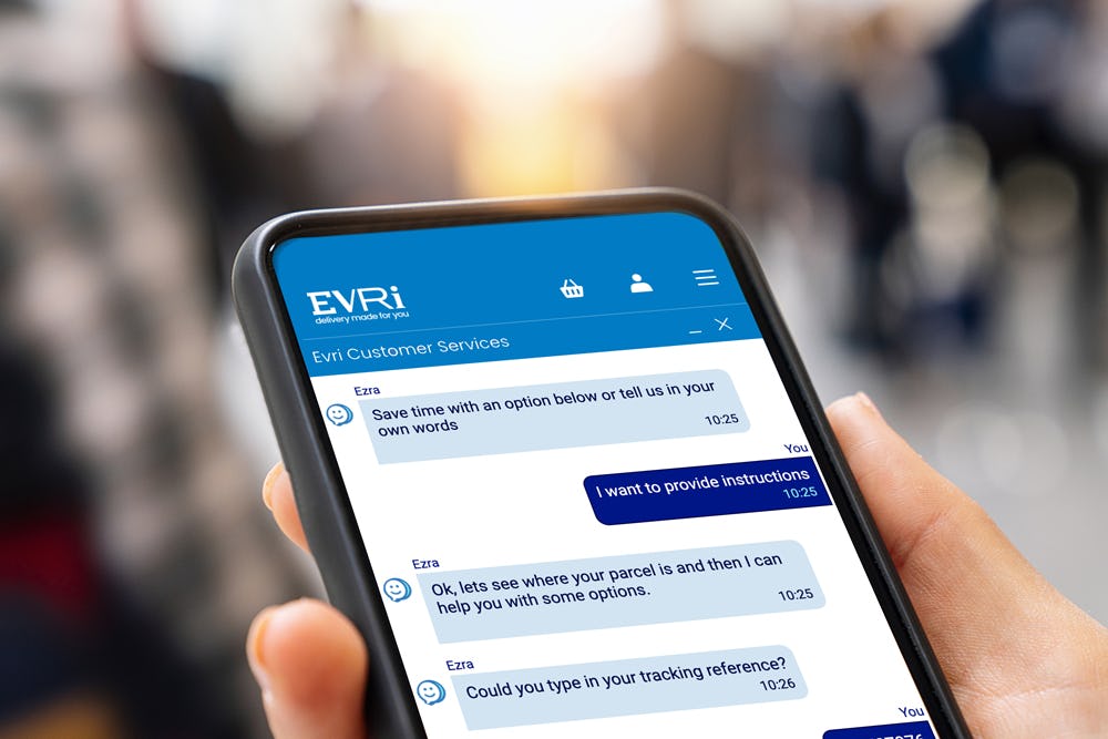 An Evri chat window on a mobile phone