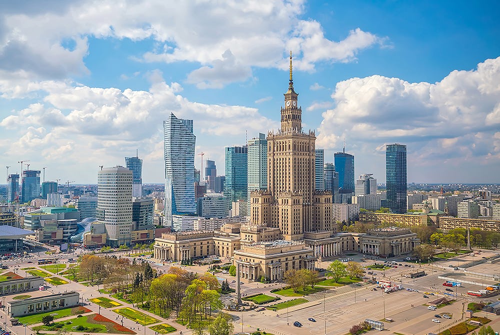 Aerial photo of Warsaw, Poland