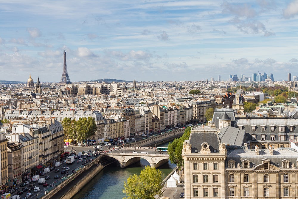 Skyline photo of Paris, France featuring the Eiffel Tower