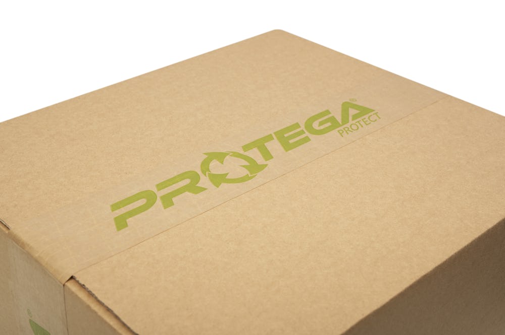 Protega logo on a cardboard box