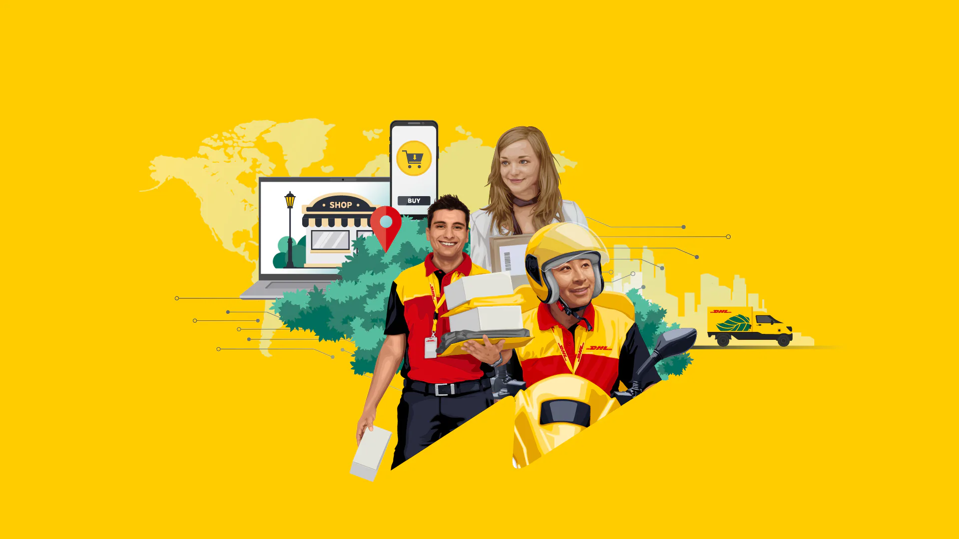 dhl ecommerce image with people and relevant services