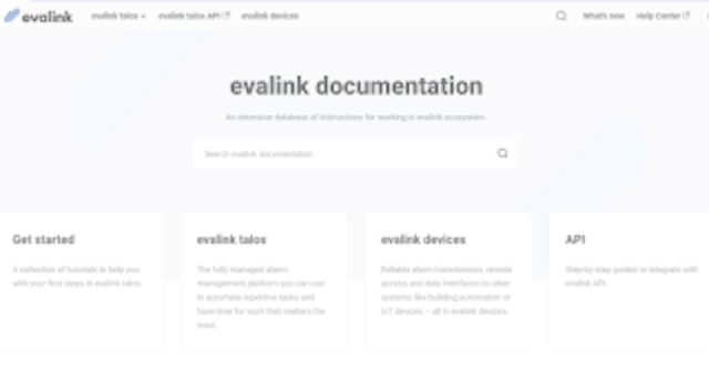 evalink documentation hub home page for recommended screenshot