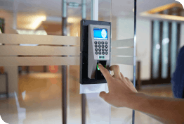 woman scanning fingers access control and AI