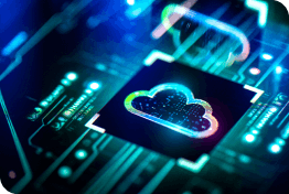 Bunte Cloud-Computing-Konzept digitale Lösung auf PCB futuristischen Hintergrund