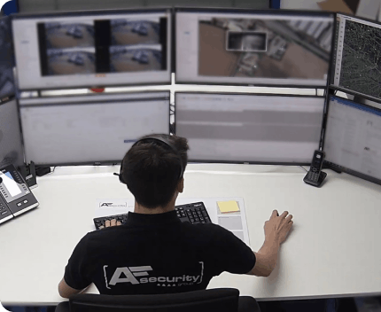 AF Security control room operator working on multiple screens