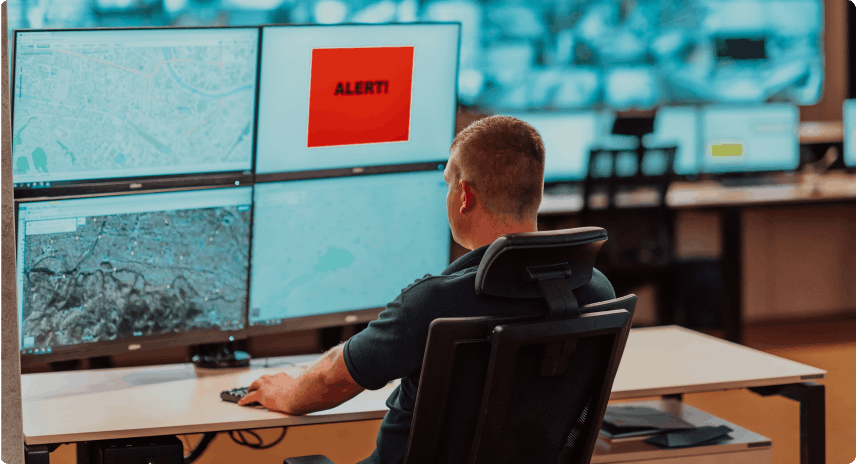 operator working on an alert in a service operation center