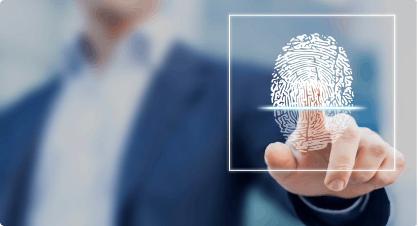man touching screen for fingerprint scanning