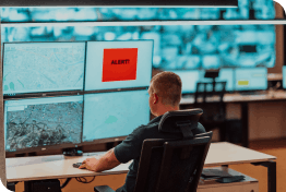 security operator looking at an alert on screen