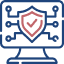 Graphic showing a stylized computer with a red check mark on a protective shield