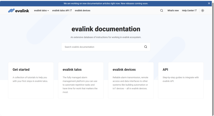 evalink documentation homepage screenshot