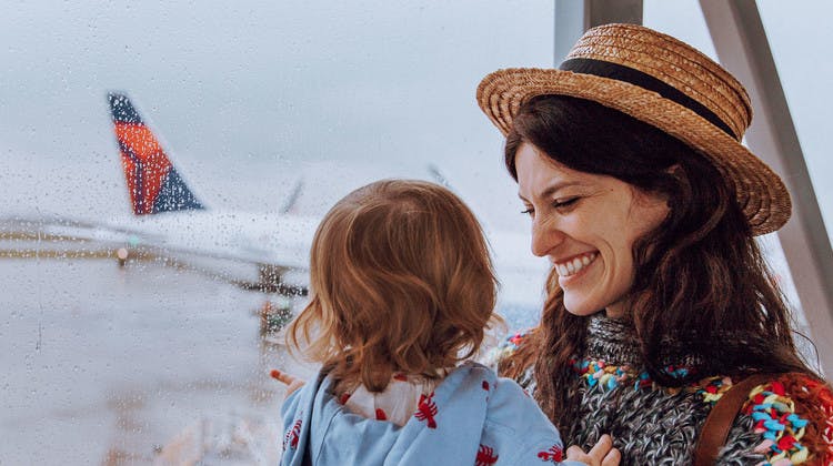 Family travel at the airport