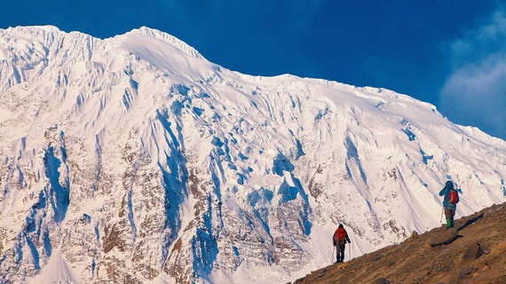 Randonneurs face à l'Annapurna