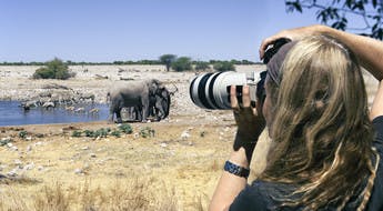 Femme photographiant des animaux en Tanzanie