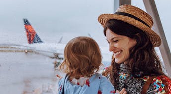 Family travel at the airport
