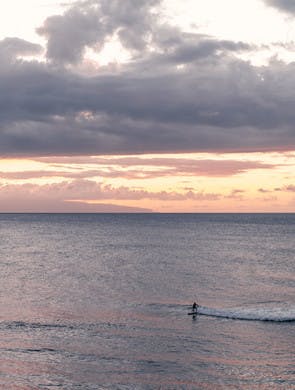 Surfeur au coucher du soleil