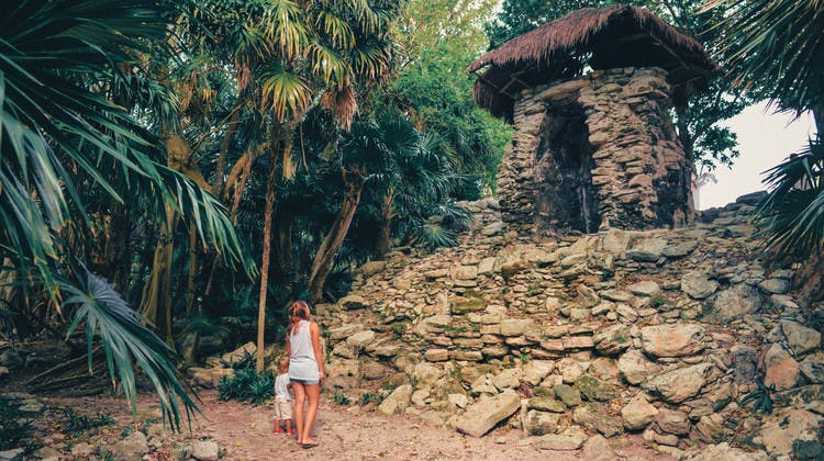 Exploring ruins in Mexico