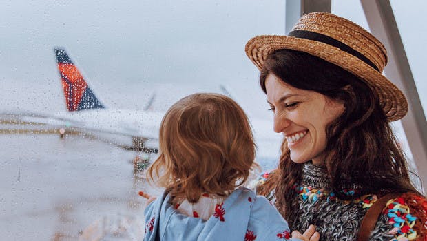 Family travel at the airport